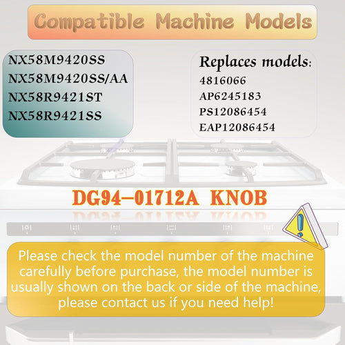 DG94-01712A Gas Range Burner Control Dial Knob for Samsung Range Oven Stove NX58M9420SS NX58M9420SSAA NX58M9420SSAA-00 NX58R9311SS/AA（5 Pack）