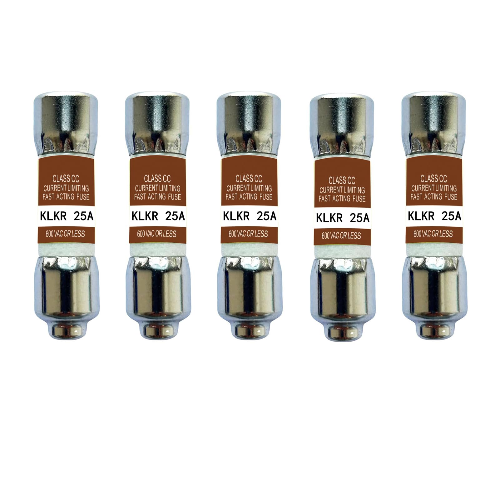 KLKR 25A Class CC Current Limiting Cartridge Fuses KLKR-25 KLKR-25A 600Vac Fast Acting Fuse Pack of 5