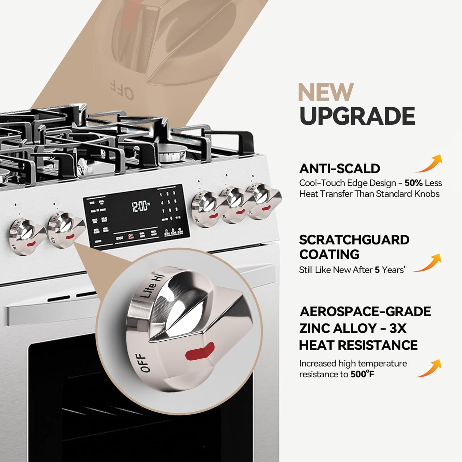 DG94-01712A DG94-01713A Gas Range Burner Control Dial Knob for Samsung Range Oven Stove NX58M9420SS NX58M9420SSAA NX58M9420SSAA-00 Complete Equipment（5 Pack）