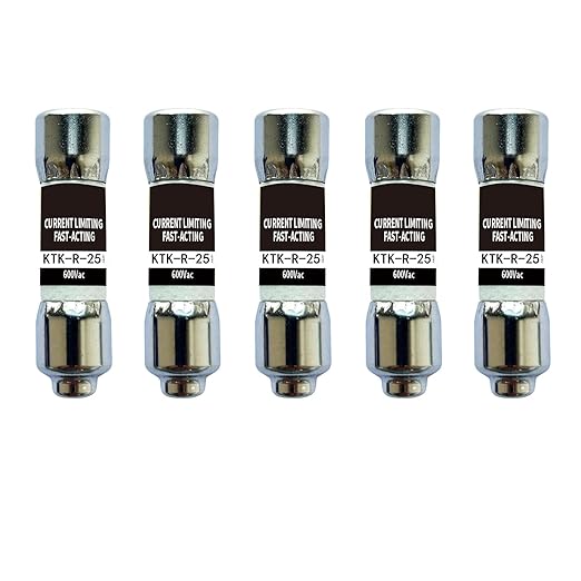 KTK-R 25A Class CC Current Limiting Cartridge Fuses KTK-R-25 KTK-R-25A 600Vac Fast Acting Fuse Pack of 5